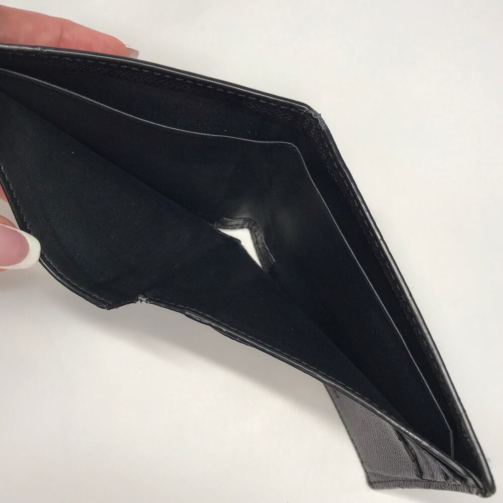 Coach Mens Polished Pebble Leather 3 In 1 Bi Fold Wallet Billfold Black Embossed - Picture 11 of 15